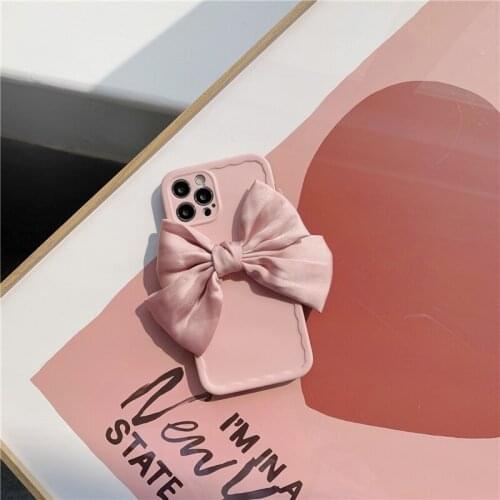 ZUIDID Fashion 3D Pink Bow Phone Case For Huawei P30 P40 Pro Mate 30 40 Cute Girl Back Cover Lovely Soft Silicone Coque Gift Bag
