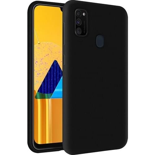 KZY Samsung M21 Cover Suede Soft Logosuz Launch Silicone Case-Black