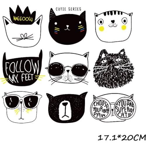 Cute Cat Cartoon Patches Set A-level Washable DIY Iron-on Transfers Accessory Decoration Clothes Patches Gift For Kids