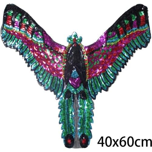 New Big Bikers Colorful Bird Animals Paillette Patches Sew on Birds Appliques 3D Diy Sequins Sticker on Clothes Coat Decor