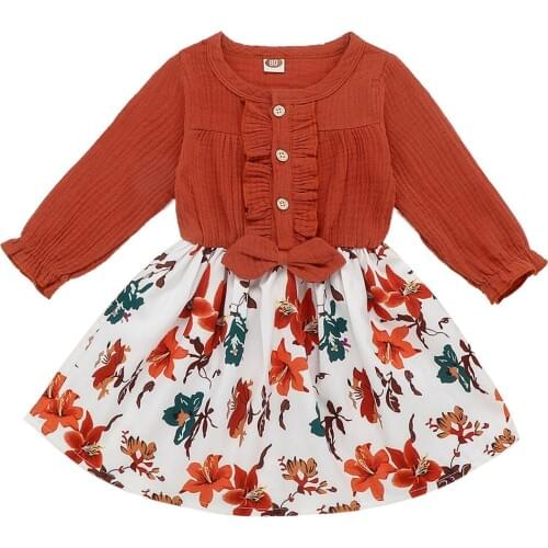 New Design Cotton Girl Dress Flora Baby Clothes Fashion Luxury Dresses 2 Colors Kids Clothing