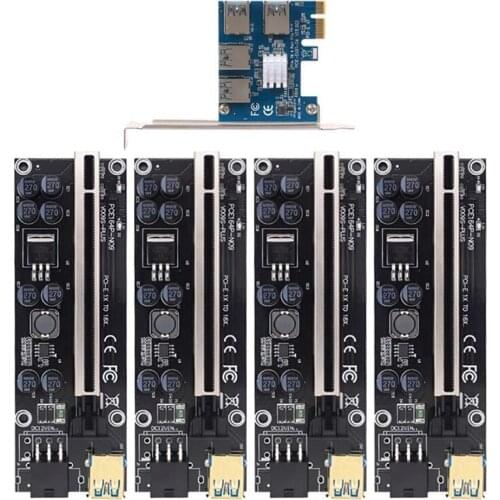 PCI-E Express 1X to 16X Riser 009S PLUS Card Adapter PCIE Slot PCIe Port Multiplier Card for BTC Bitcoin Miner Mining