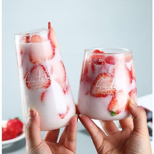 Dropshiping Home Drinkware water drop shape Juice cup Ins Nordic Glass gift cup breakfast milk tea mousse cup