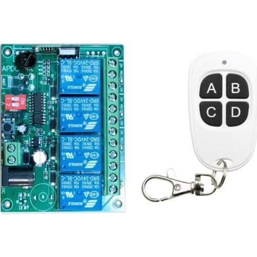 DC 12V 24V 10A 4 channel relay switch RF Wireless Remote Control system Receiver Transmitter 315mhz 433mhz Fan/Motor