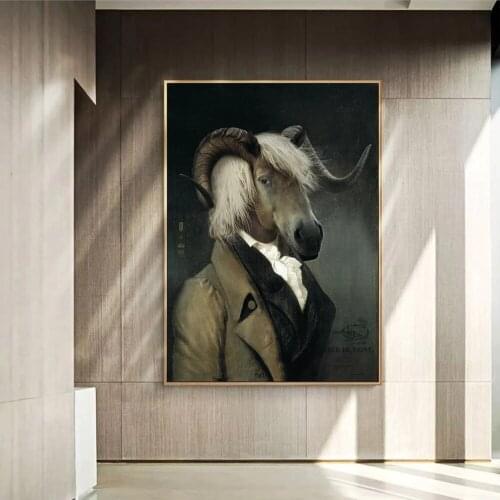 Nordic Retro Goat Canvas Art Posters and Prints Earl of The Goat Canvas Painting on The Wall Art Picture Wall Decoration Artwork