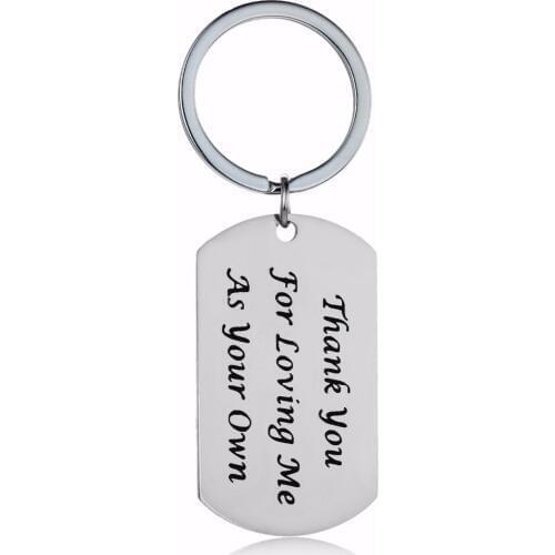 Thank You For Loving Me As Your Own Keychain Stainless Steel Keyring Family Mom Dad Key Chain Mothers Fathers Key Holder Jewelry
