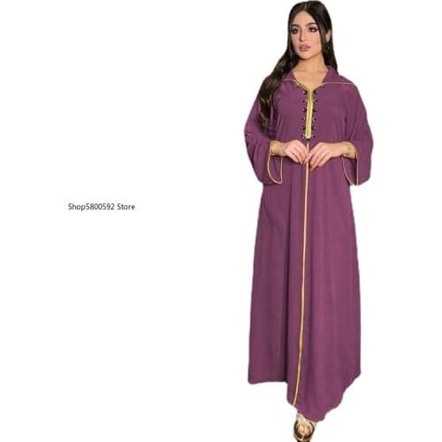 Middle Eastern Muslim Robe Satin Diamond Ribbon Hooded Abaya Dress Dubai Moroccan Caftan Islamic Women Clothing Ethnic