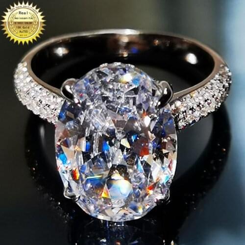 Solid 18K Gold 3ct Moissanite Diamond Ring D color VVS With national certificate 0010