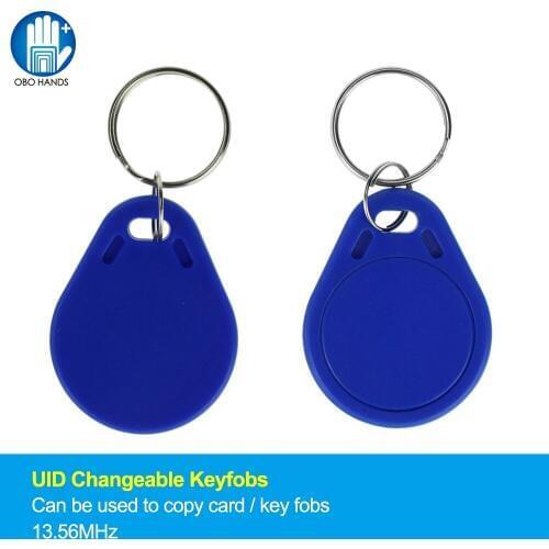 UID Changeable RFID Keyfobs Readable Smart IC Clone Token Key Tags 13.56MHz Block 0 Sector Writable Blue (Pack of 10/50/100)
