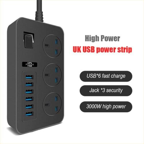 UK Plug Smart Socket Accessories Usb Port Charging Socket 3000W 6*usb Fast Charging Smart Shunt Independent Switch Socket