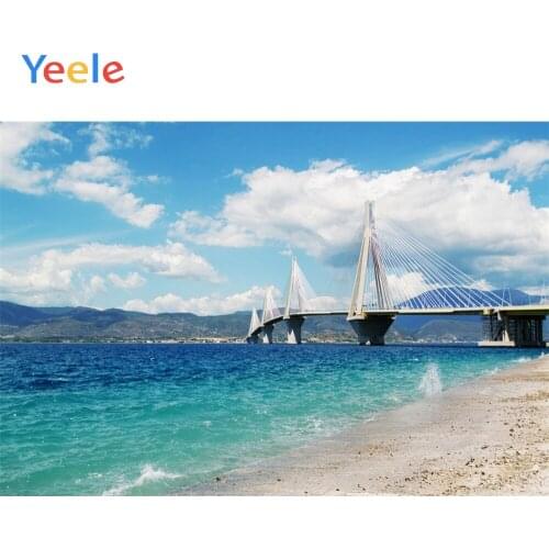 Vinyl Summer Background Holiday Beach Ocean Brigde Blue Photography Customized Photographic Landscape Backdrop For Photo Studio