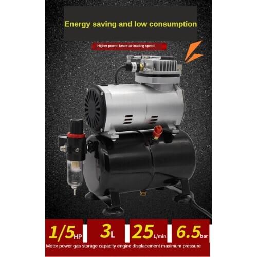 Airbrush High Quality Single Cylinder Piston Compressor 1/5HP Oil-less For Beauty Art Body Painting Cake Model Spraying