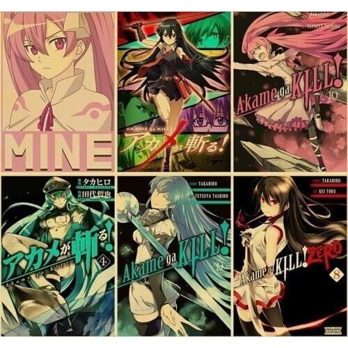 Japanese Anime Akame Ga Kill Poster Vintage Wall Picture for Home Room Wall Decor Retro Art Painting