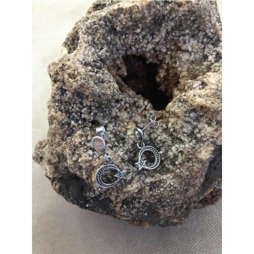 Oxidized Filigree Silver the Moon the stars Pattern Womens Earrings