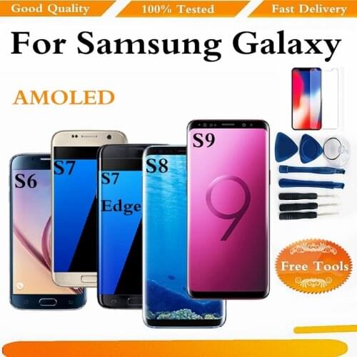 Amoled For Samsung S8 S9 LCD G950 Display For Samsung S6 S7 G930 LCD Screen Touch Digitizer For Samsung Galaxy S7 Edge G935F LCD