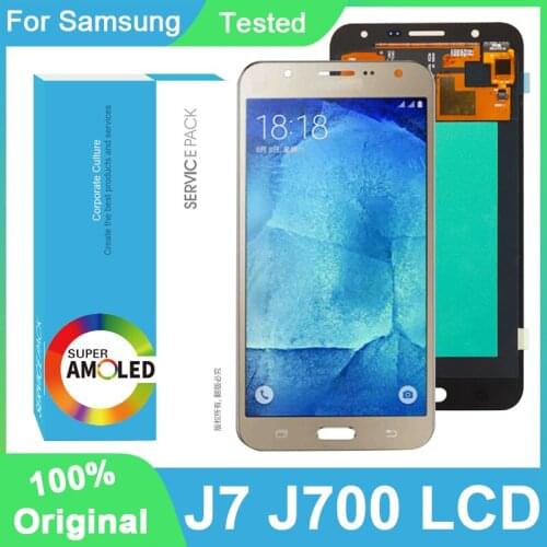 100% Original AMOLED 5.5'' Display For Samsung Galaxy J7 2015 J700 J700F Full LCD Touch Screen Digitizer Assembly Repair Parts