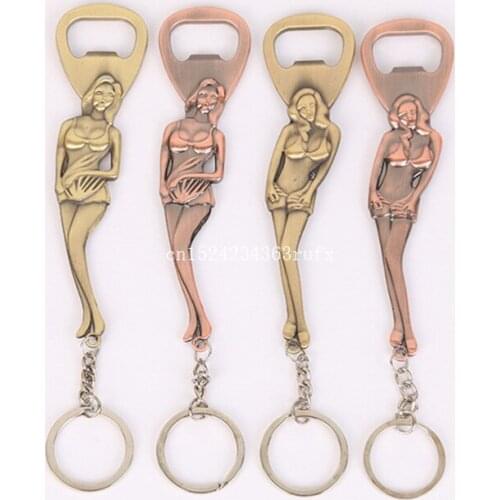 100pcs Beauty Beer Bottle Openers Keychain Beautiful Woman Wine Bottle Openers Female Shaped Keyring Key Rings