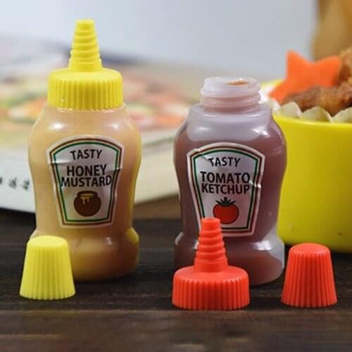 Yellow Red 2Pcs/Set Portable Tomato Ketchup Bottle PE/PP Salad Dressing Container Multifunction Kitchenware
