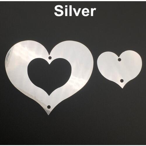 20Sets 70*80mm Large Hollow Heart Loose Sequin Paillette Crafts Sewing ,Women Kids Diy Garment Accessories Silver