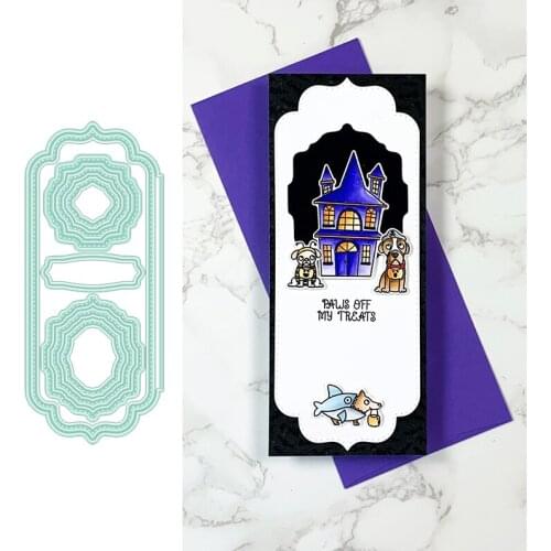 2021 New Arrival Ruffled Rectangle Card Cut Die Metal Cutting Dies Mold Decoration Scrapbook Paper Craft Knife Mould Blade Punch