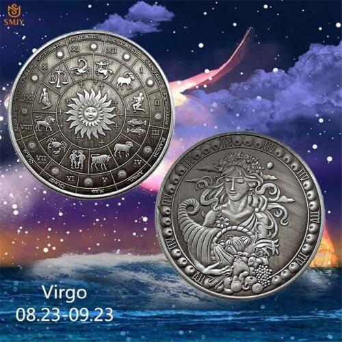 2019 Constellation Mercury Virgo Rare Bronze Double-sided Embossed Token Challenge Commemorative Coin Collection