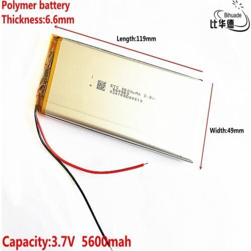 3.7V 5600mAh 6649119 lithium polymer battery MP3 MP4 navigation instruments small toys and other products Universal Battery