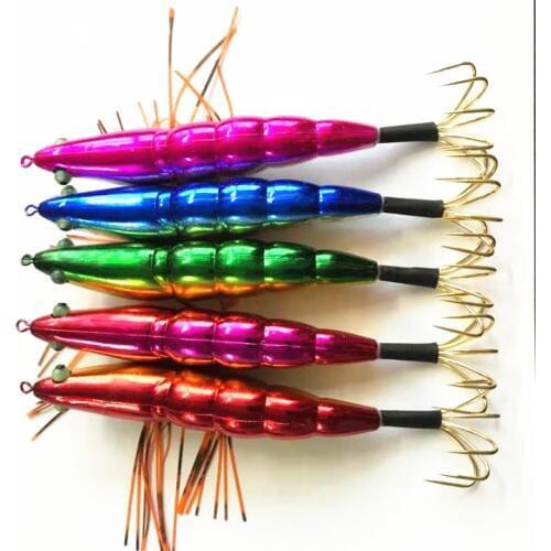 30Pcs Fake Laser Shrimp Lure Fishing Wobbler 14CM 19G Wood Squid Jig Artificial Bait Jigging Lure Octopus Bait