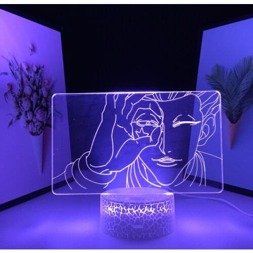 Winking Boy With Finger Circle 3D LED Lamp Anime Figure 7 Color Changes With Remote Control Visual Illusion White Cracked Base