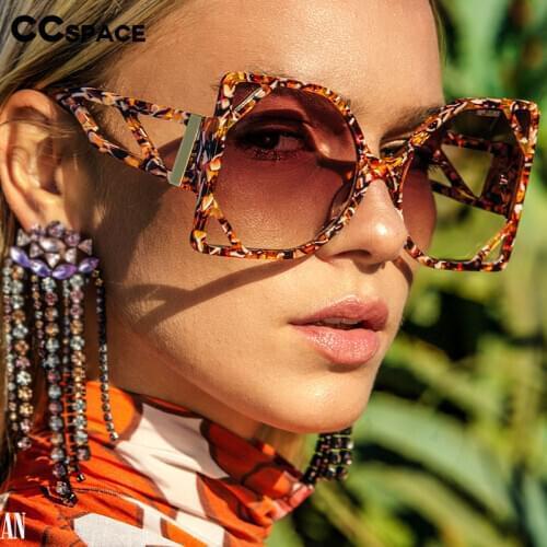 49127 Oversized Square Luxury Sunglasses Hollow Men Women Fashion Shades UV400 Vintage Glasses