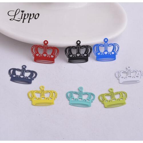 50pcs AC5801 Colorful Crown Charms Article Metal Brass Kings Crowns Pendant