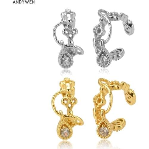 ANDYWEN 925 Sterling Silver Rock Punk Ear Cuff Fine Earcuff Cuffs Earrings Party Whithout Piercing Clips European Jewelry