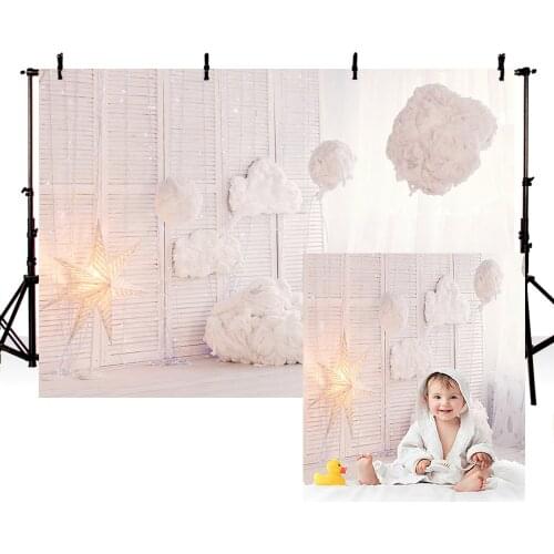 Avezano Photography Backgrounds Baby Shower Cotton Clouds Stars Backdrops For Photo Studio Photocall Photozone Decor Wallpaper