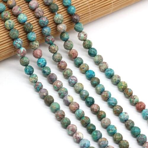 Natural Stone Beads Round Shape Faceted Imperial Pine Stones Loose Beaded For Jewelry Making DIY Bracelet Necklace Accessories