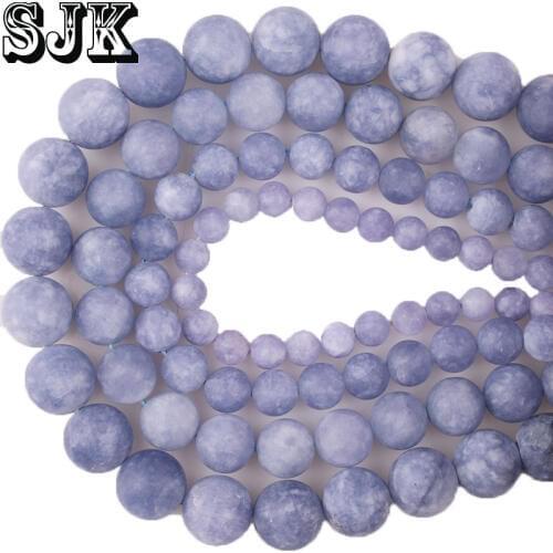 Natural Stone Beads Frosted Blue Jades Angelite Stone Round Beads Diy For Bracelet Necklace Earrings Jewelry Making Wholesale