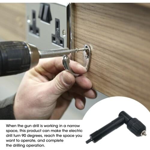 90 Degree Right Angle Woodworking Electric Drill Corner 8mm Hex Shank Turning Device Bend Extending Three-jaw Chuck Range 1-10mm