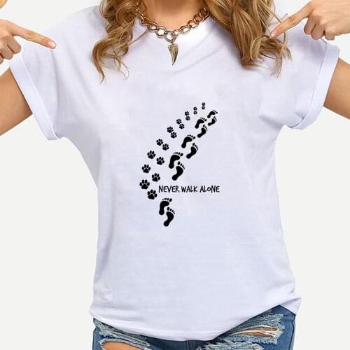 Footprint Women Tshirts Always Forward Girl Power T-shirt Summer Tops Oversize T Shirt Hipster Short Sleeve 90s Fashion Harajuku