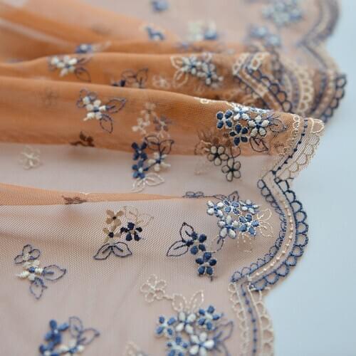 Hot sale Brown mesh embroidered lace Lace accessories fabric dress material width 19cm