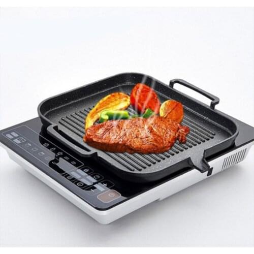 Induction Cooker Baking Tray Square Barbecue Tray Teppanyaki Smokeless Non-Stick Barbecue Pot Barbecue Supplies
