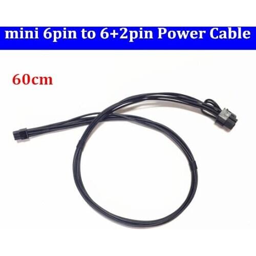 10pcs/lot Mini 6pin to 8(6+2)pin PCIe PCI-E Power Cable for Apple iMAC Mac Pro G5 Tower Video Card 60cm 6P Male to 8Pin Male