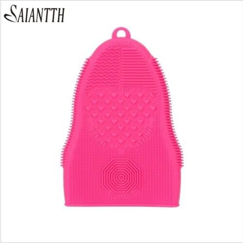SAIANTTH Makeup Brushes Silicone Scrubbing Gloves Fingerless Can Be Hung Stored Brush Cleaning Pad Artifact Beauty Cleaning Tool