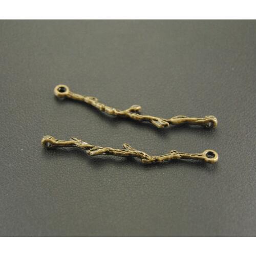10pcs Bronze Filigree Leaf Branch Charm Connector For DIY Jewelry Making Findings A628