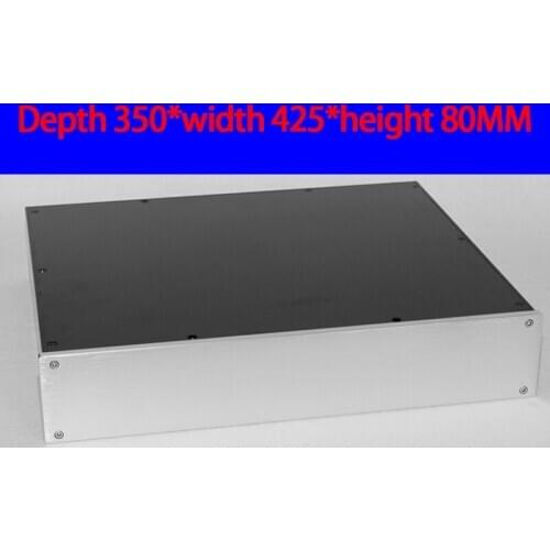 KYYSLB 350*425*80MM All Aluminum Pure Post Class A Amplifier Chassis Box House DIY Enclosure with Screws Amplifier Case Shell