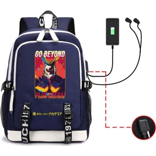 My Hero Academia Anime Backpack Plus Ultra Go Beyond Multifunction USB Charging Laptop Japanese Shoulder Unisex Travel Bags