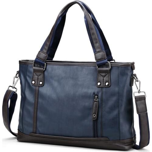 Brand Design Casual Men Briefcase Leather Business Bag Vintage Travel Mens Shoulder Messenger Bags Computer Laptop Bags