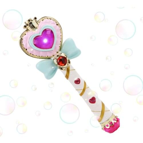 Musical Light-up Bubble Magic Wand Bubble Machine Bubble Blower with 2 Bottles Bubble Solution, 2 Settings, Gift for Kids Girl