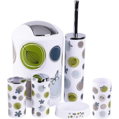 6 Pieces Bathroom Accessory Set Plastic Lotion Dispenser Trash Can Gift