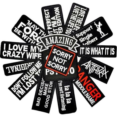 15PCS Letter Alphabet Patches Black and White Embroidered Patch For Clothing Iron on Appliques Stickers DIY Rock Clothes Badges