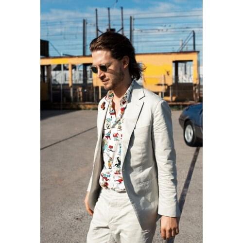 Latest Coat Pant Designs Ivory White Linen Summer Beach Men Suit Terno Slim Fit 2 Piece Casual Tuxedo Custom Groom Suits Vestido