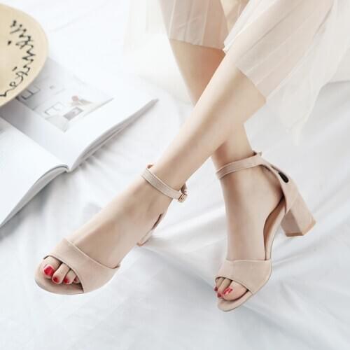 2020 new Women Sandals Ankle Strap Heeled Sandals Summer Gladiator Shoes Woman Chunky Heels Women Open Toe Party Dress Sandals