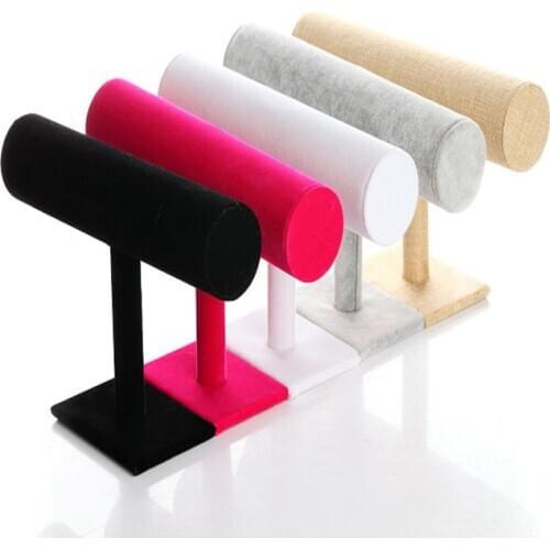 Single Layer Flannel Jewelry Display Stand Storage Organize Necklaces Watch Bracelets Headband Rack Holder